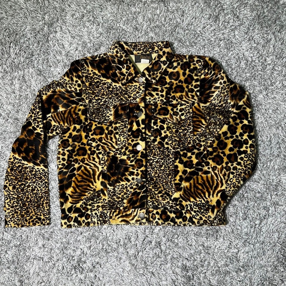 VTG David Paul New York Womens Cropped Blazer Medium Leopard Animal Print Jacket